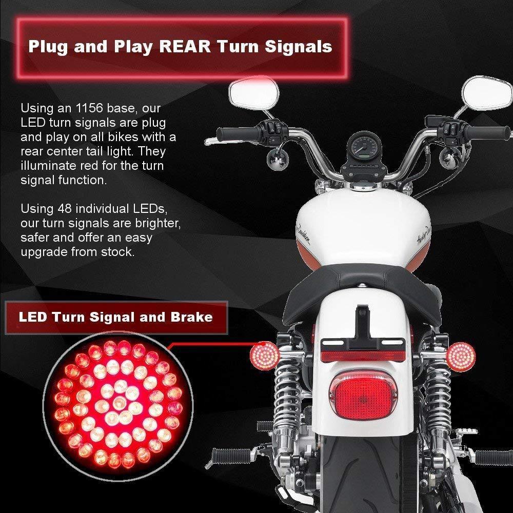 Eagle Lights 2" Rear LED Turn Signals for Harley-Davidson® Motorcycles- Generation I / 1156 Base / Red - Image 7