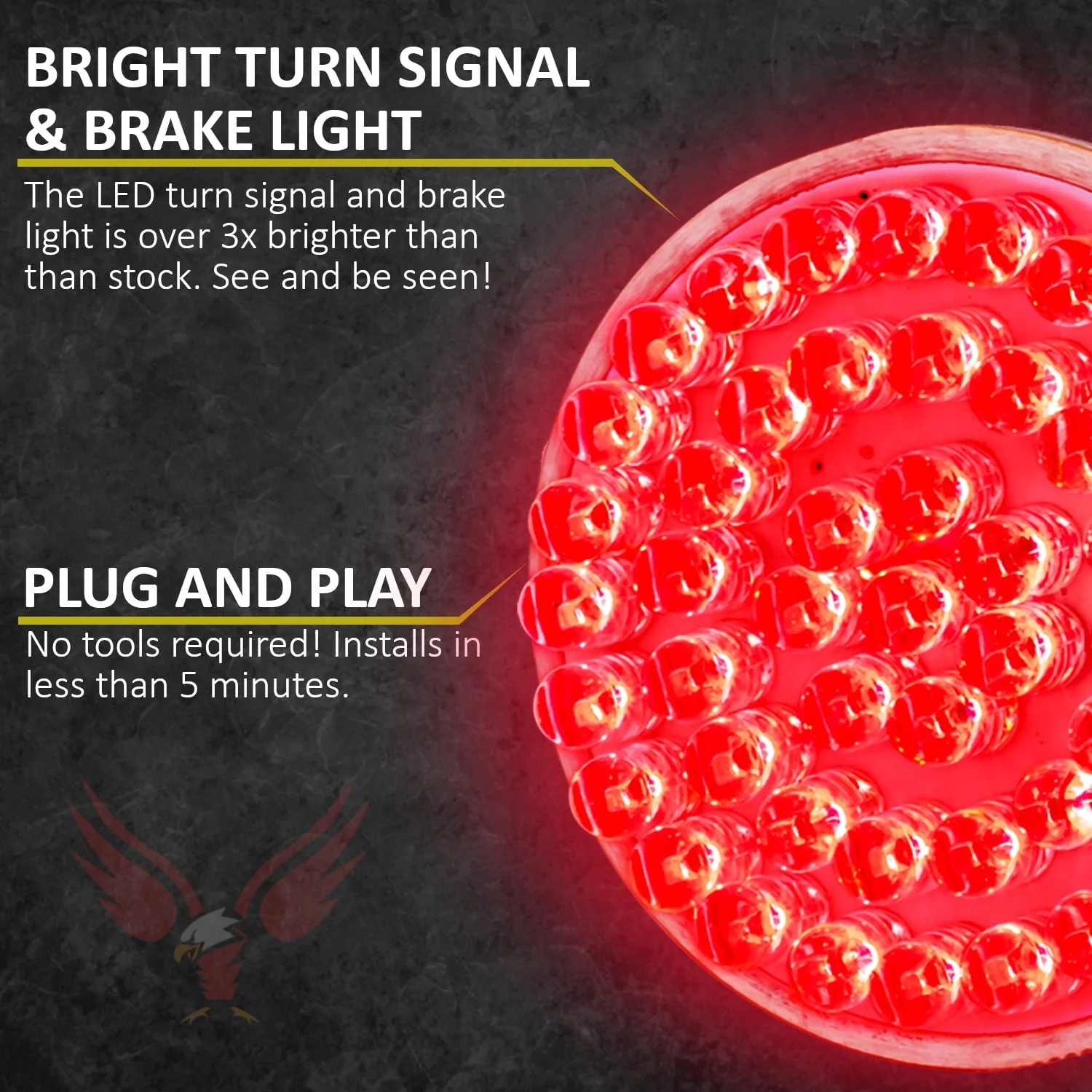 Eagle Lights 2" Rear LED Turn Signals, Running and Brake Lights for Harley-Davidson® Motorcycles- Generation I / 1157 Base / Red - Image 4