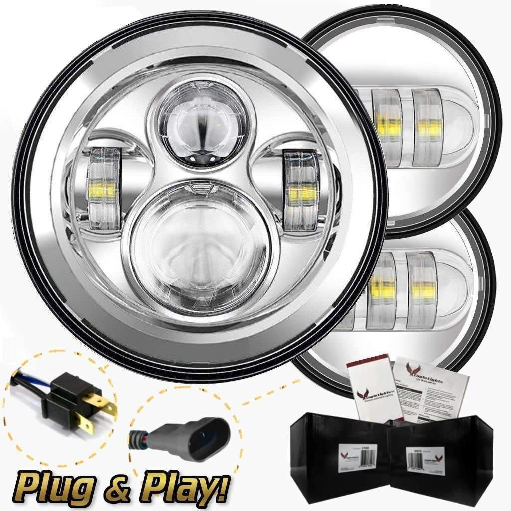 Eagle Lights 7" Round LED Headlight kit for Street Glide, Electra Glide and Harley-Davidson® Models with Radios - Image 13