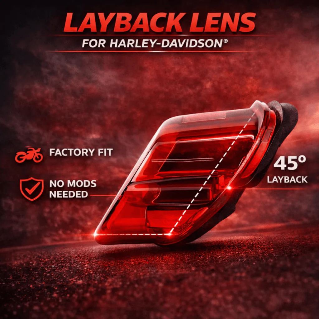 Eagle Lights Flashing Strobe Layback LED Tail Brake Light Kit for Harley-Davidson® - No Window - Image 4