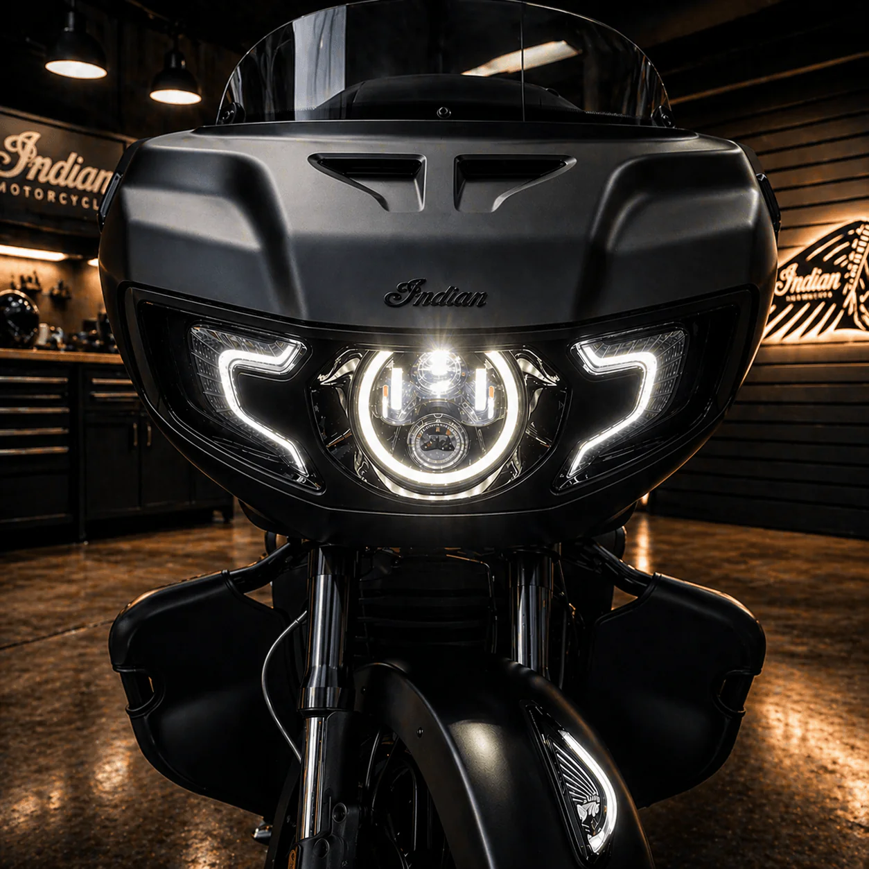 Eagle Lights Generation II Indian® Challenger / Pursuit LED Headlight Kit with Halo Ring - Image 7