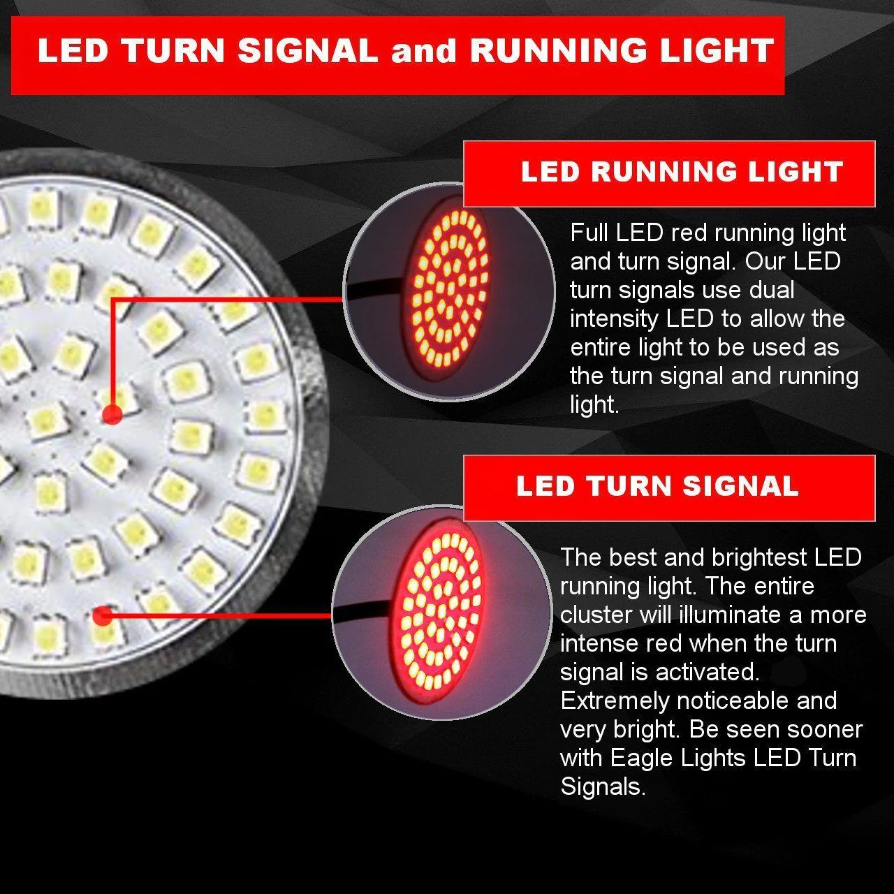 Eagle Lights Rear LED Turn Signal, Brake and Running Light Kit for Harley-Davidson® Motorcycles - Generation II / 1157 Base - Image 7