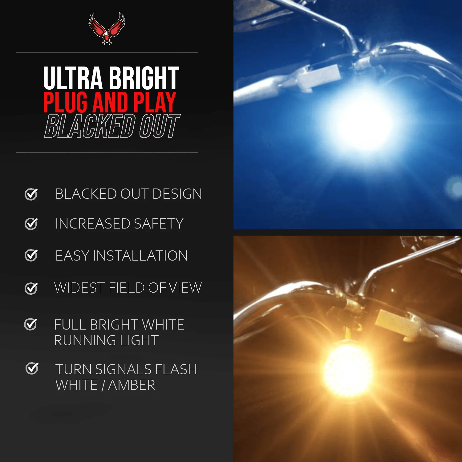 Eagle Lights Generation II Midnight Edition Front LED Turn Signals for 2016+ CVO Harley-Davidson® Models - Image 3