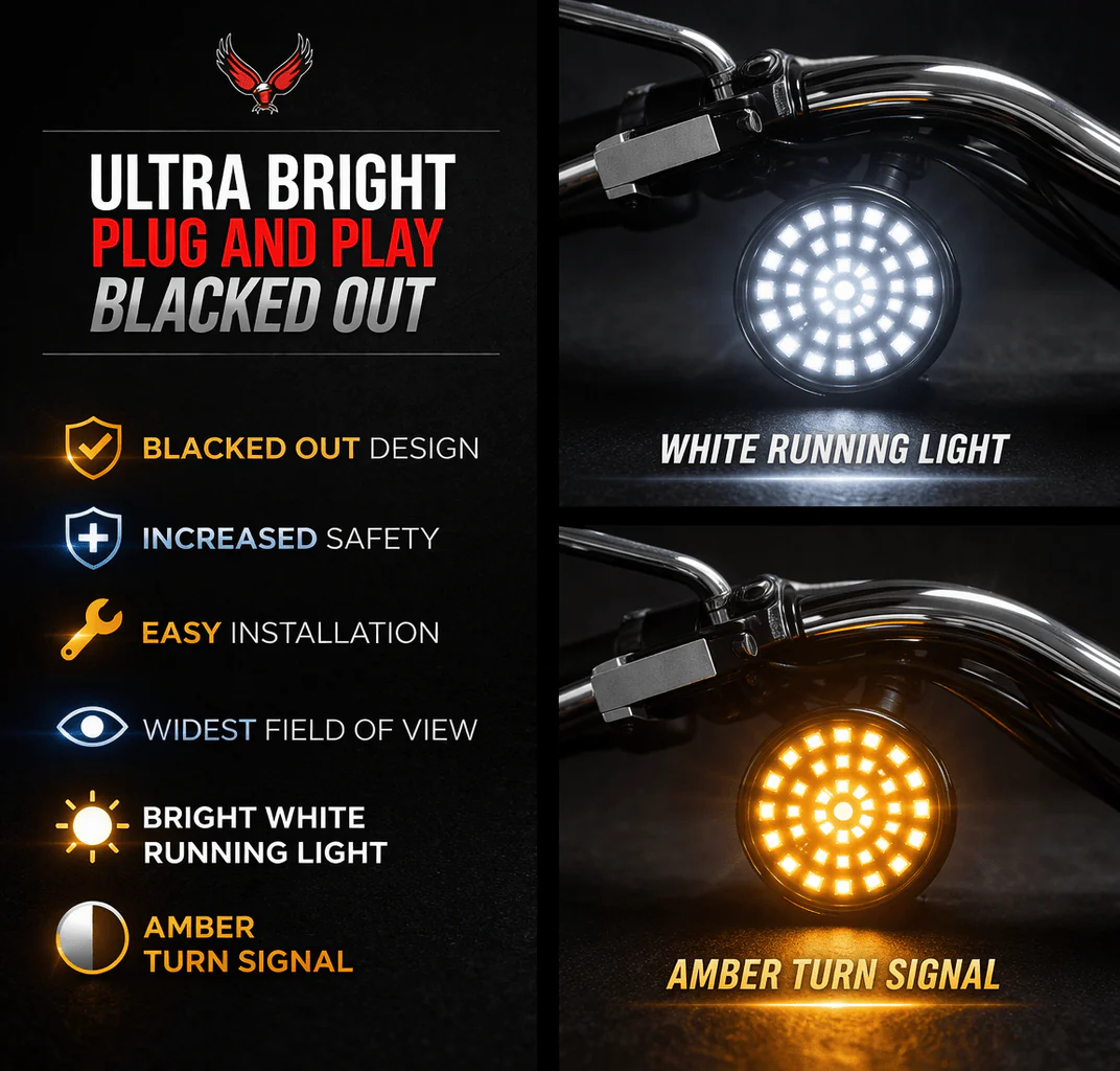 Eagle Lights Midnight Edition 2" Front LED Turn Signals for Harley-Davidson® Motorcycles - Image 4