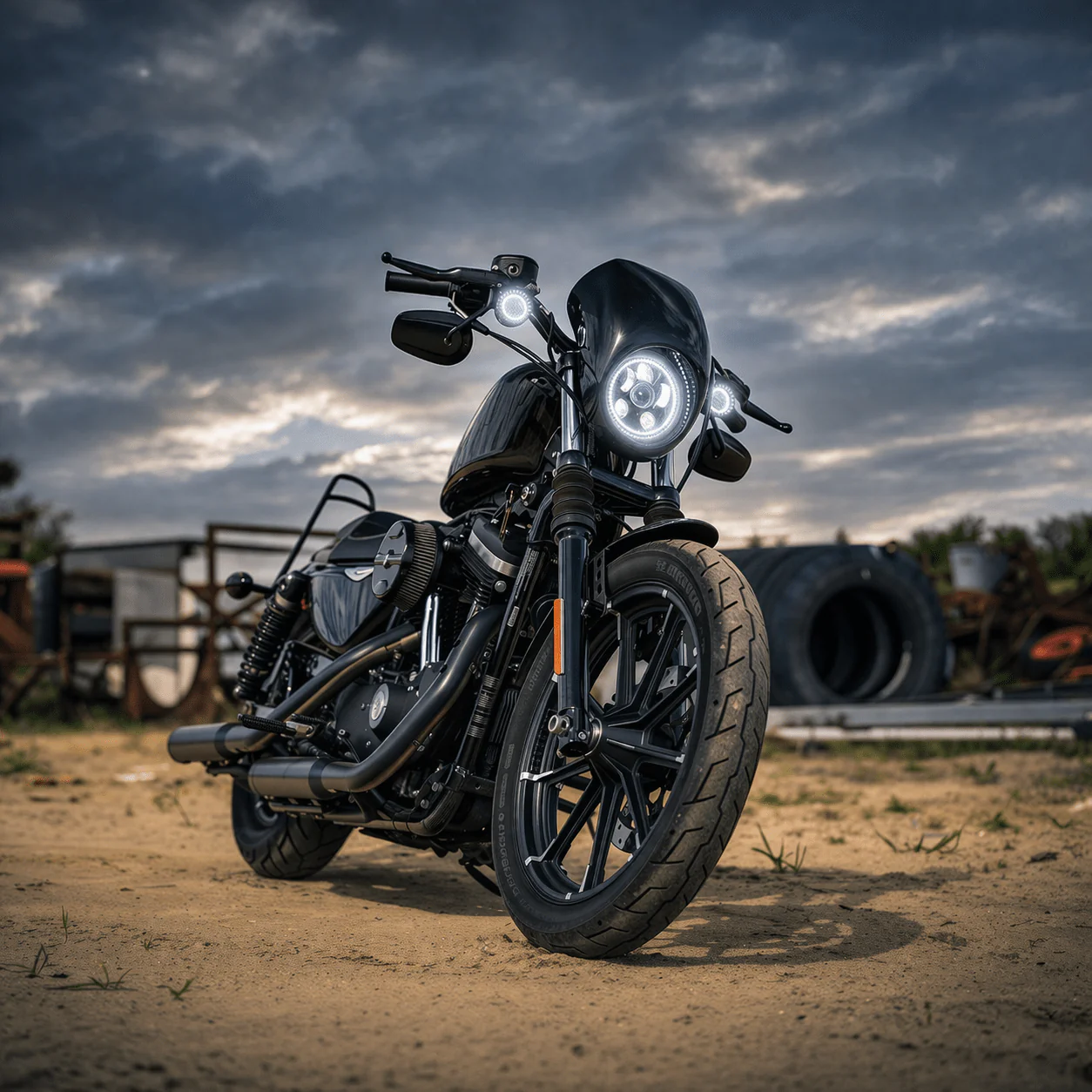Eagle Lights 5 3/4" LED Headlight Kit with Halo Ring for Harley-Davidson® and Indian® Motorcycles - Generation III / Black - Image 3