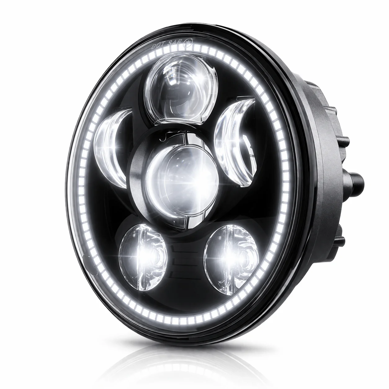 Eagle Lights 5 3/4" LED Headlight Kit with Halo Ring for Harley-Davidson® and Indian® Motorcycles - Generation III / Black - Image 4