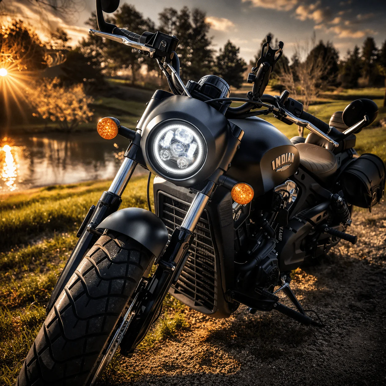 Eagle Lights 5 3/4" LED Headlight Kit with Halo Ring for Harley-Davidson® and Indian® Motorcycles - Generation III / Black - Image 8