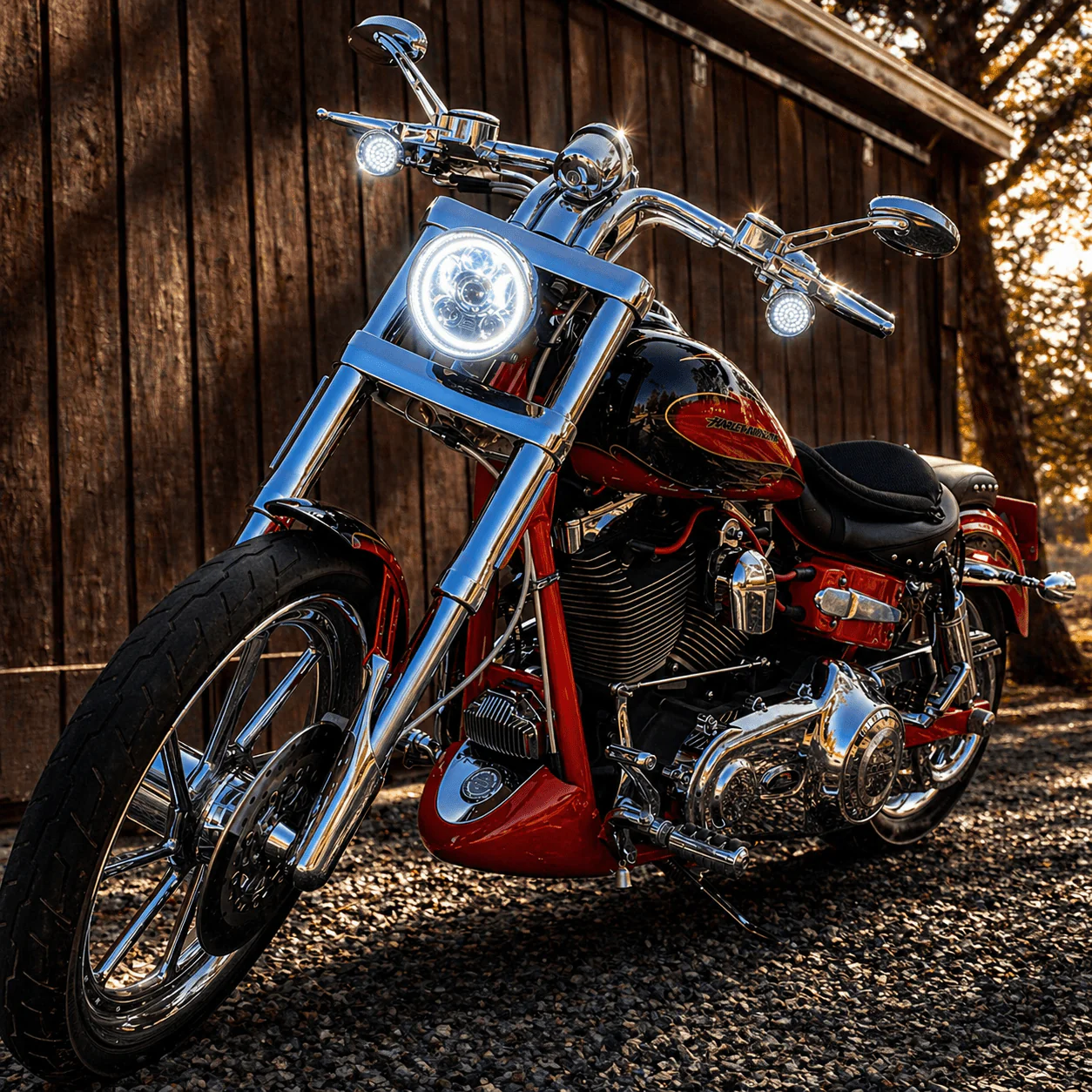 Eagle Lights 5 3/4" LED Headlight Kit with Halo Ring for Harley-Davidson® and Indian® Motorcycles - Generation III / Chrome - Image 3