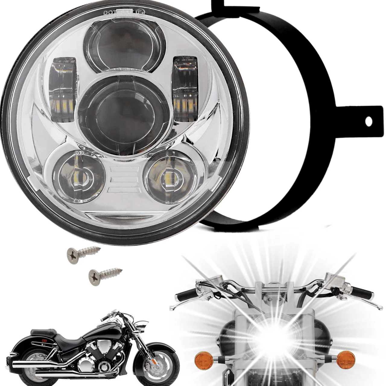 Eagle Lights Generation III LED Headlight For Honda VTX 1300 and 1800 - Includes VTX Bracket and Hardware - Image 8