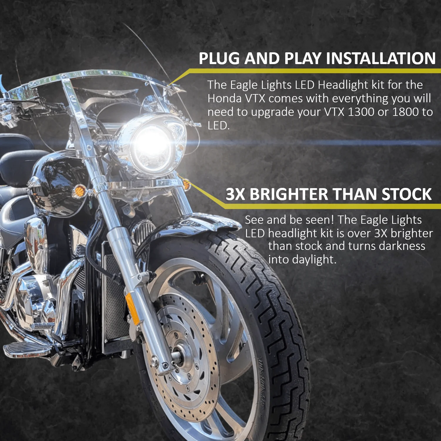 Eagle Lights Generation III LED Headlight with Halo Ring For Honda VTX 1300 and 1800 - Includes VTX Bracket and Hardware - Image 4