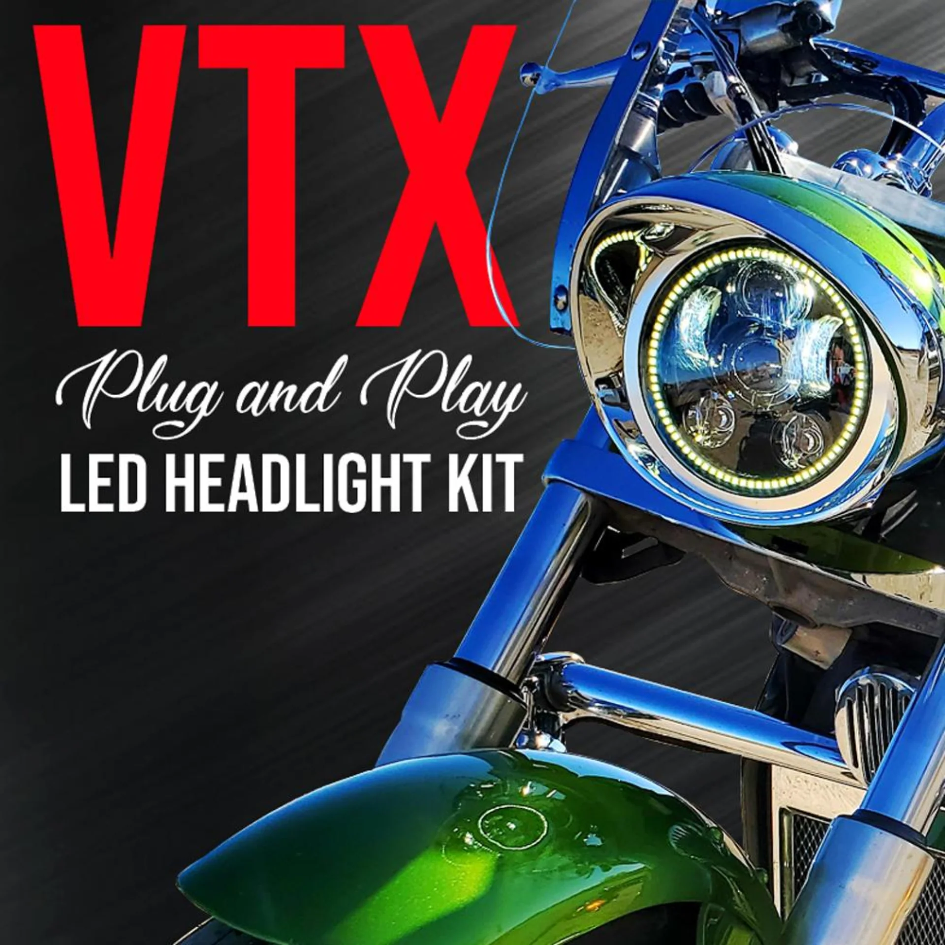 Eagle Lights Generation III LED Headlight with Halo Ring For Honda VTX 1300 and 1800 - Includes VTX Bracket and Hardware - Image 5