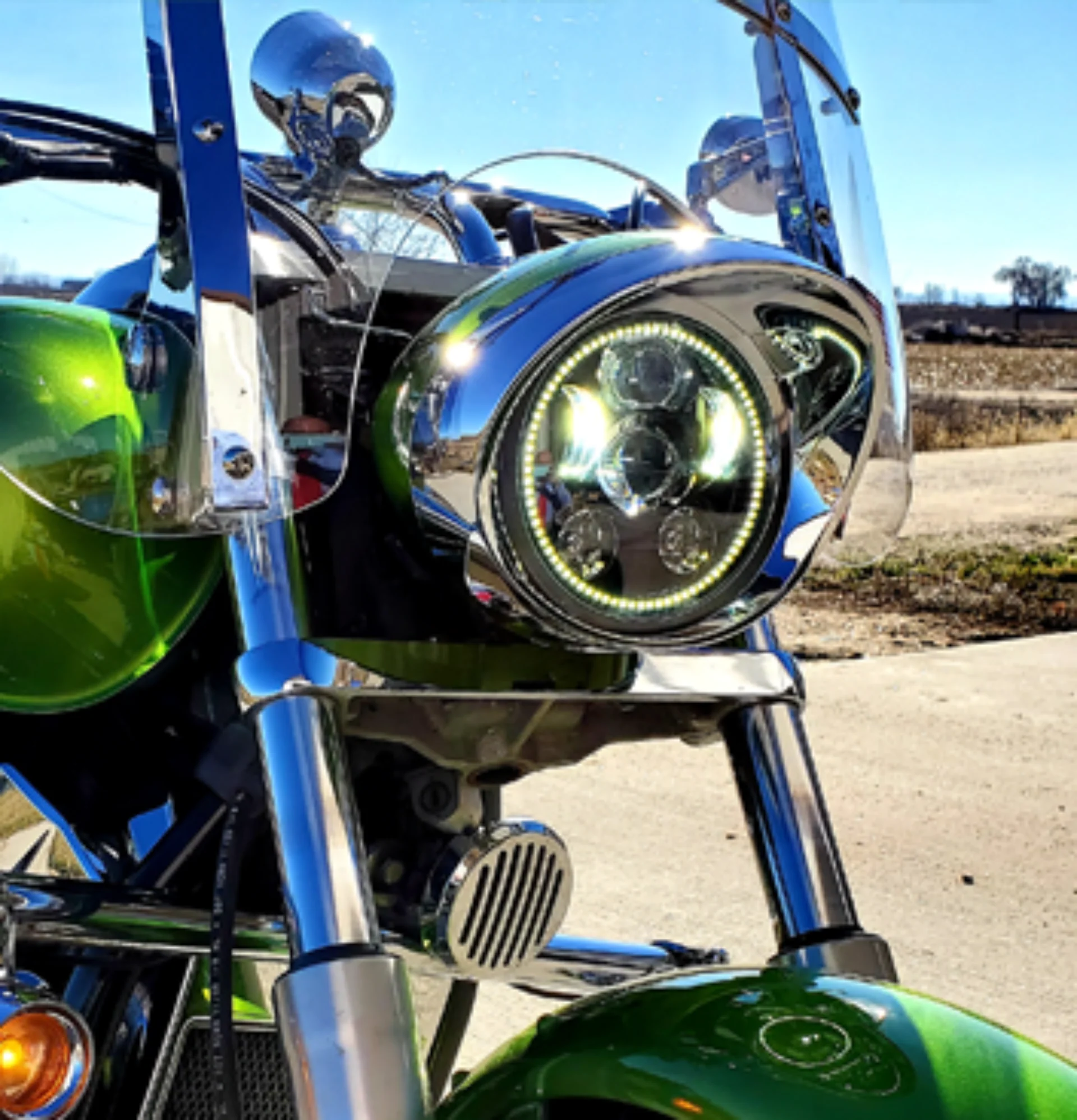 Eagle Lights Generation III LED Headlight with Halo Ring For Honda VTX 1300 and 1800 - Includes VTX Bracket and Hardware - Image 7