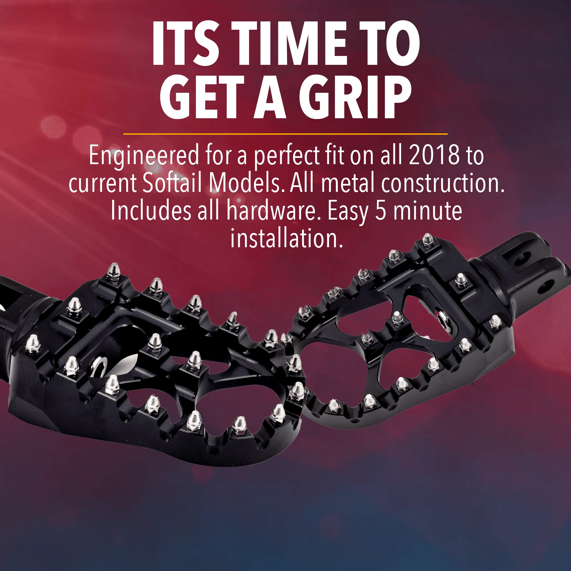 Eagle Lights IRONGRIP MX Style Front Foot Pegs for Harley-Davidson® Softail Motorcycles - Image 2