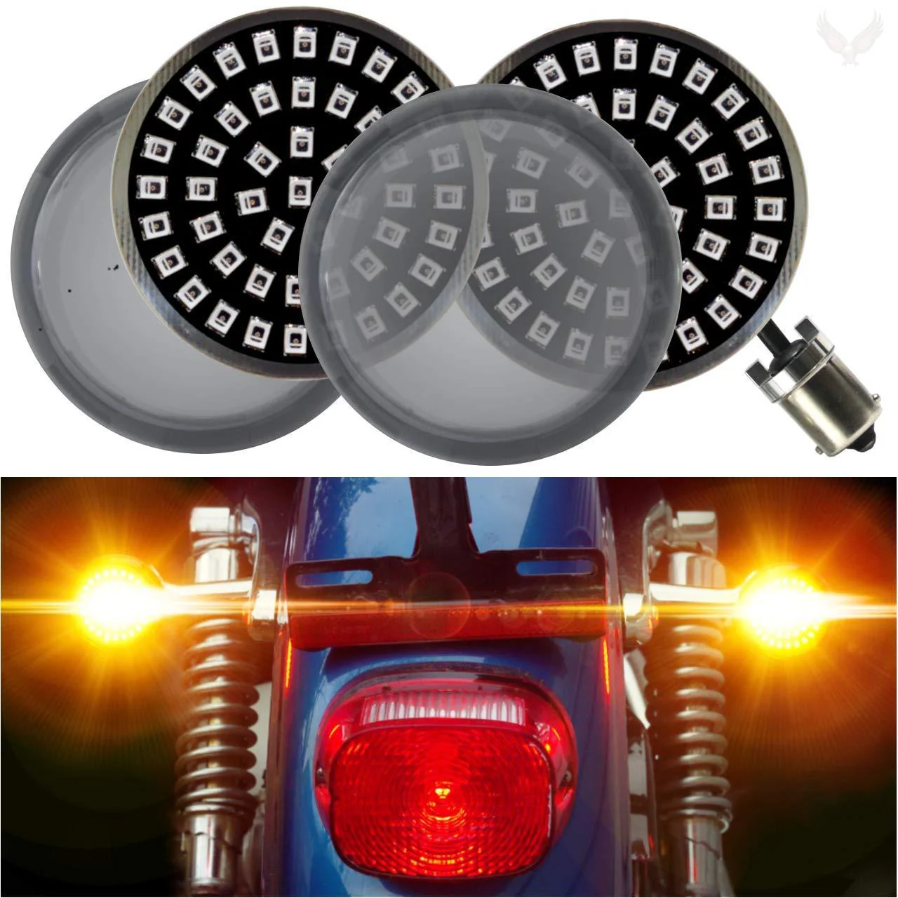 Eagle Lights Midnight Edition Generation II Amber LED Premium Rear Turn Signals - 1156 Base - Image 10
