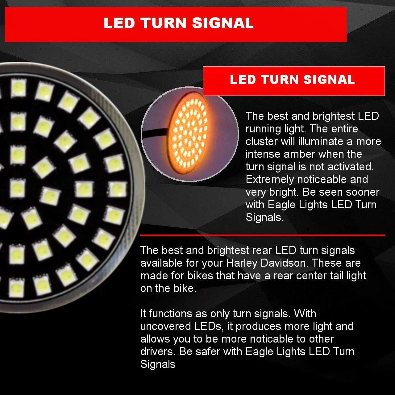 Eagle Lights Midnight Edition Generation II Amber LED Premium Rear Turn Signals - 1156 Base - Image 3