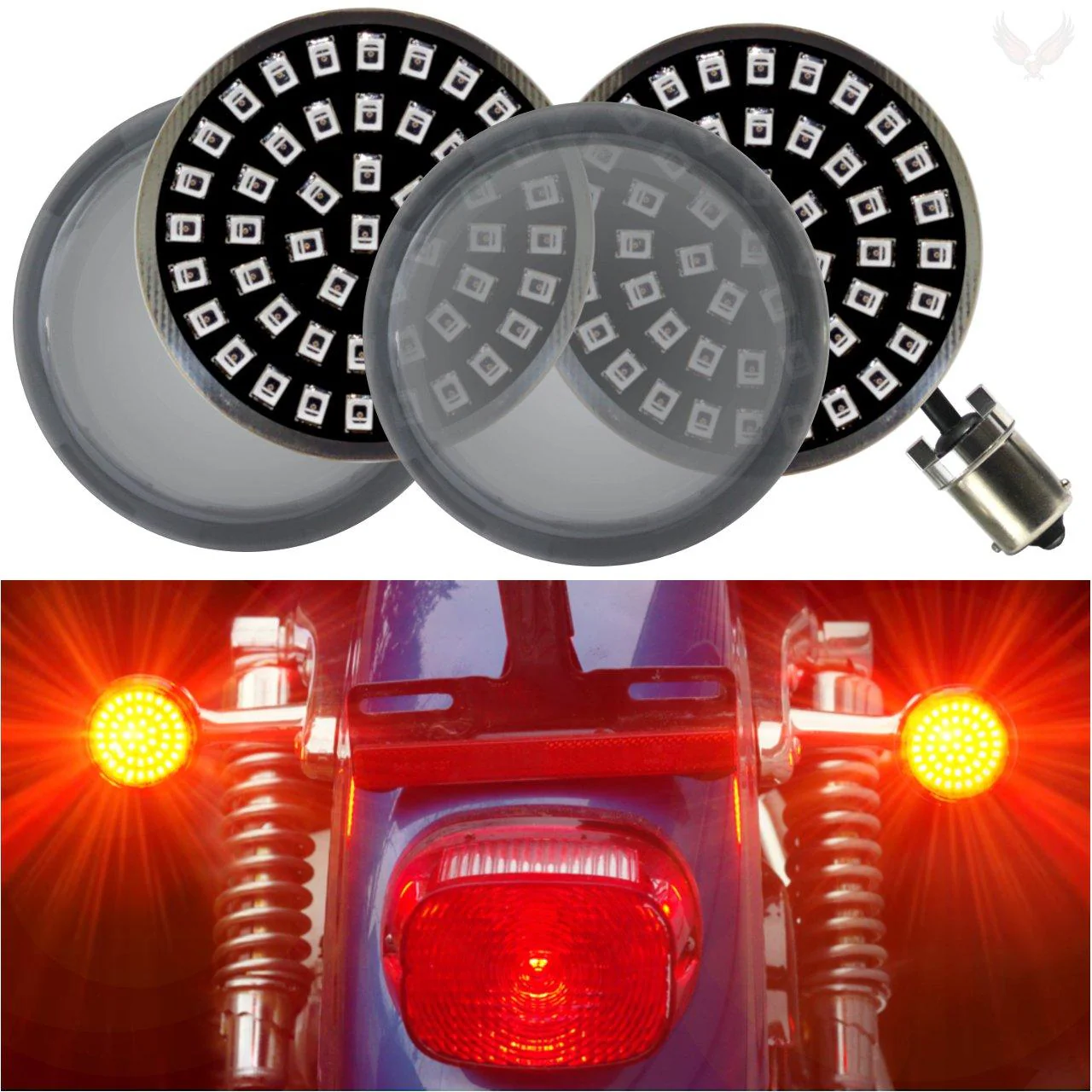 Eagle Lights Midnight Edition LED Premium Red Rear Turn Signals for Harley-Davidson® Motorcycles - 1156 Base / Red - Image 8
