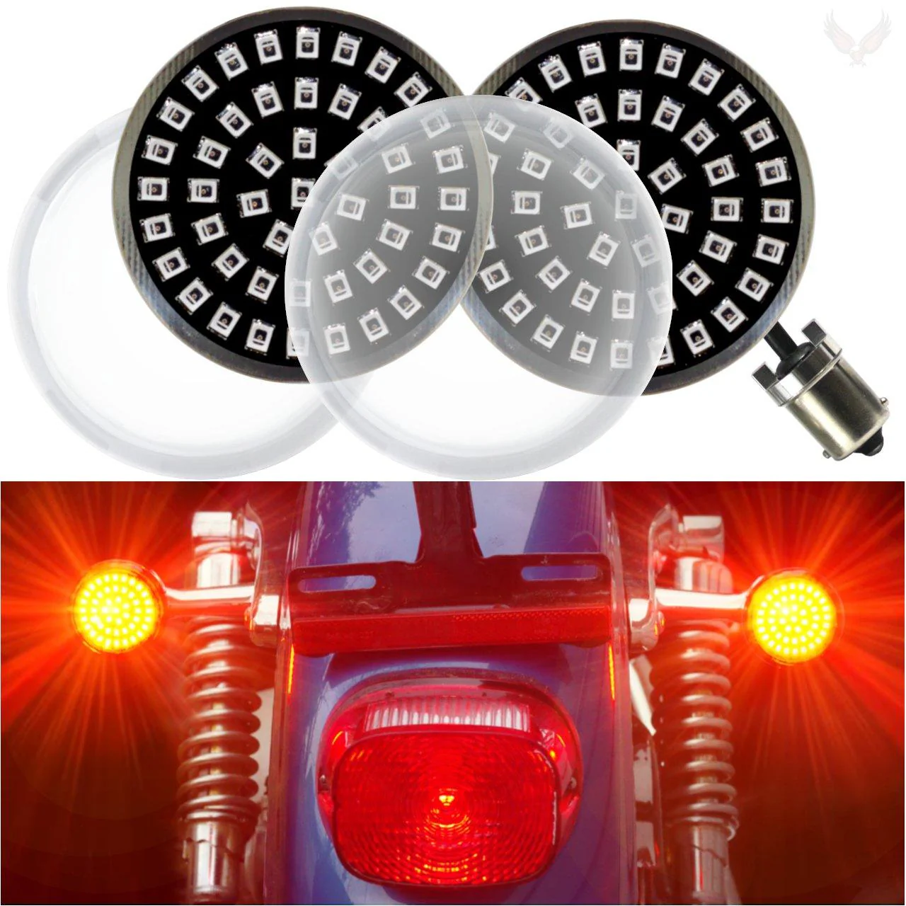 Eagle Lights Midnight Edition LED Premium Red Rear Turn Signals for Harley-Davidson® Motorcycles - 1156 Base / Red - Image 9