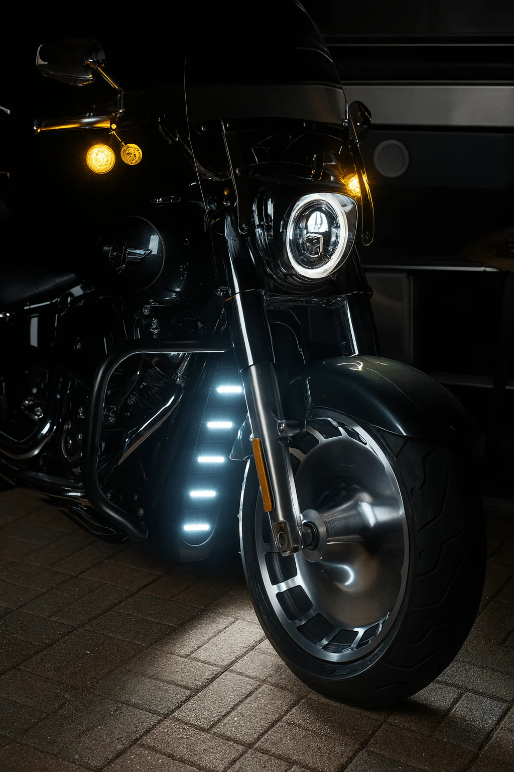 Eagle Lights LUMENSHIELD Chin Spoiler / Radiator Guard with LED Light Bars for 2018+ Harley-Davidson® Softail Models - Image 4