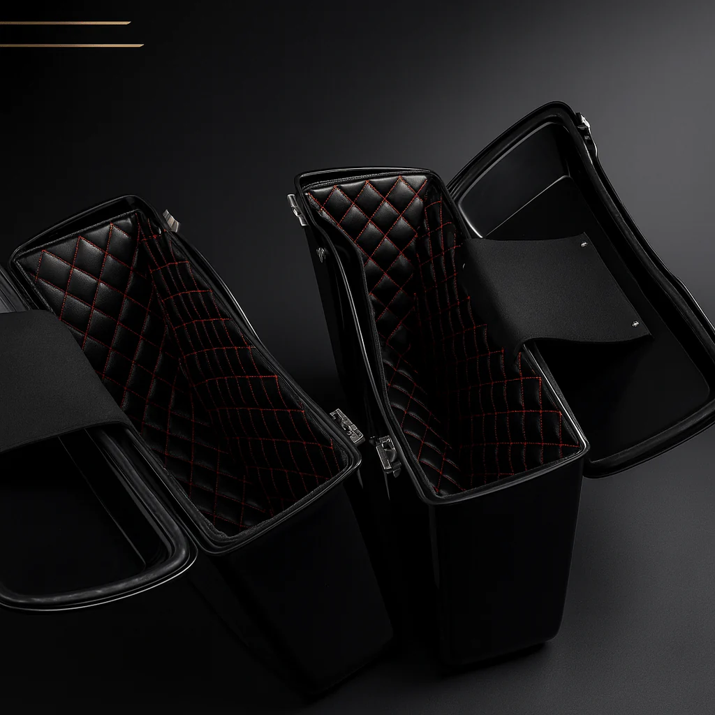 Eagle Lights Saddlebag Insert Liners with Red Stitching for 1994 - 2013 Harley Davidson OEM Saddlebags - Image 3