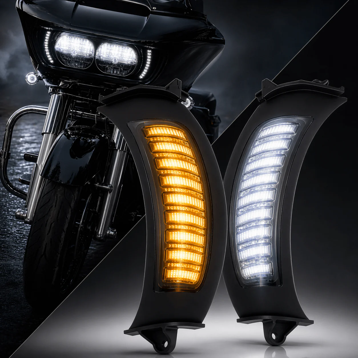Eagle Lights Vent Insert Midnight Edition LED Running Lights and Turn Signals for Harley-Davidson® Road Glide Motorcycles - Image 4