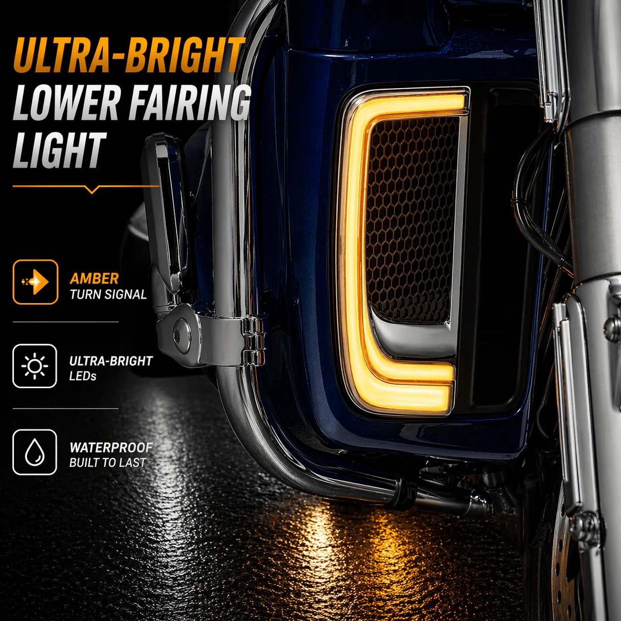 Eagle Lights SUNBURST Lower Fairing Grill LED Lights for Harley-Davidson® Motorcycles - Image 3