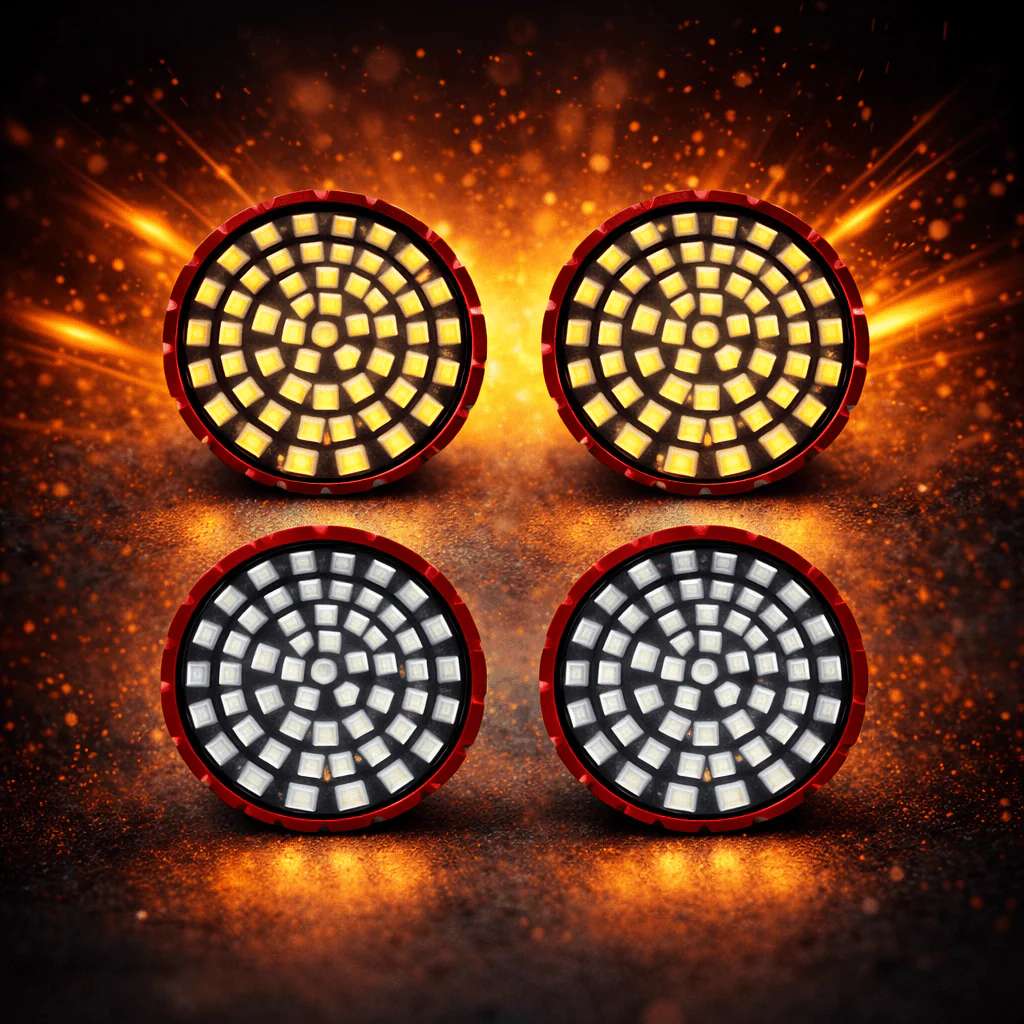 Eagle Lights SUNFLARE 2" Switchback LED Turn Signals for Harley-Davidson® and Yamaha Models - Front 1157 / Rear 1156 / Rear LEDs Red - Image 5