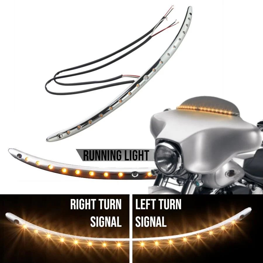 Eagle Lights Chrome Windshield Trim w/ Running Lights + Integrated Turn Signals - Harley-Davidson® Batwing Fairing 2014-2020 Street Glide Electra Glide
