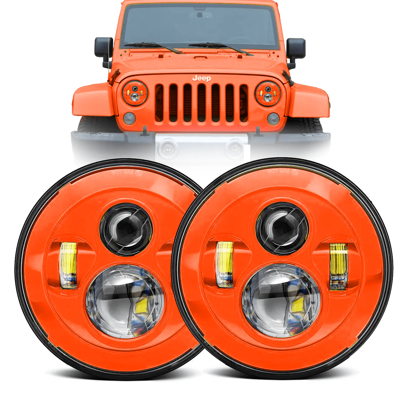 Jeep Colored LED Headlights - Comes with two Headlights and Anti-Flicker Harnesses - Image 3