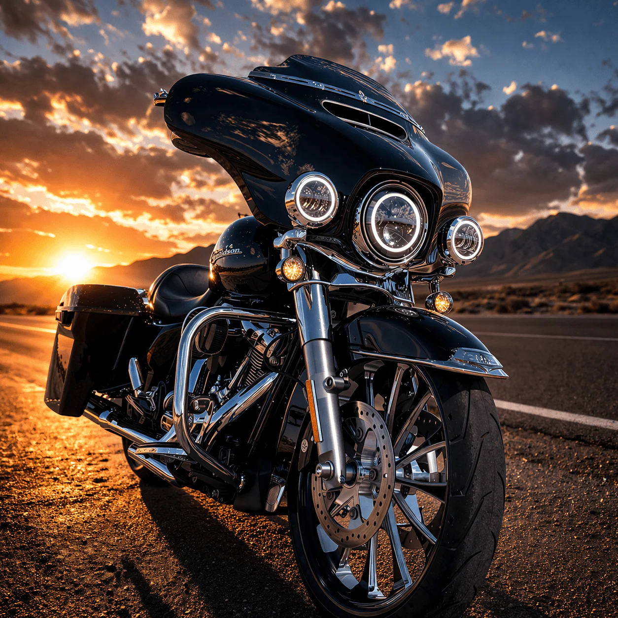Eagle Lights 7" LED Headlight and 4.5" LED Passing Light Kit with Halo Rings for Harley-Davidson® and Indian® Motorcycles - Generation I / Black - Image 3