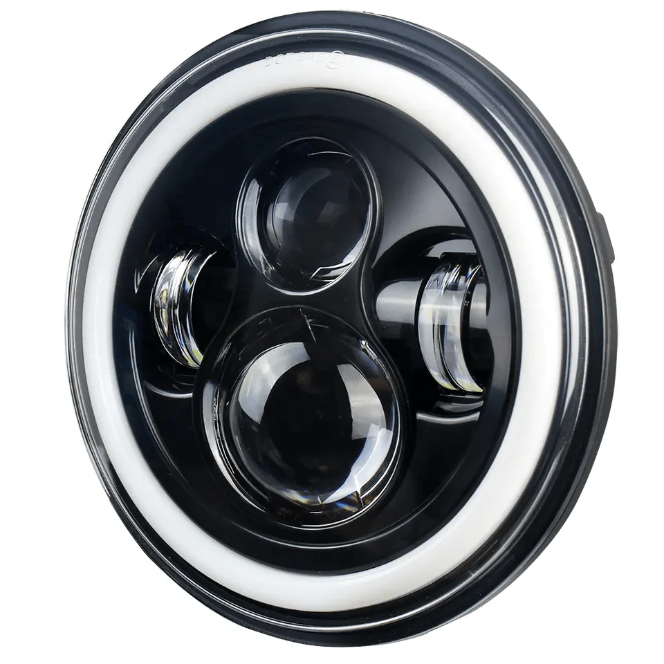Eagle Lights 7" LED Headlight and 4.5" LED Passing Light Kit with Halo Rings for Harley-Davidson® and Indian® Motorcycles - Generation I / Black - Image 6