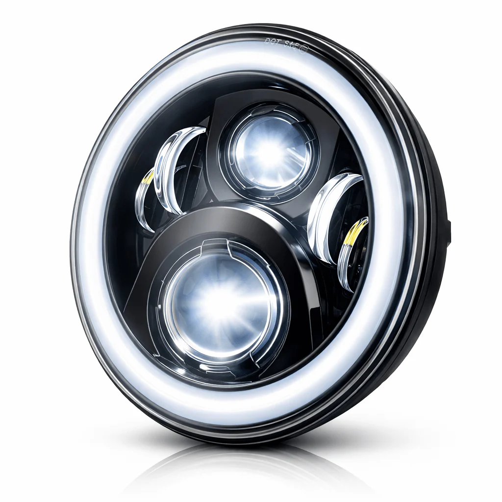 Eagle Lights 7" LED Headlight with LED Halo Ring for Harley-Davidson® and Indian® Motorcycles - Generation II / Black Kit - Image 5