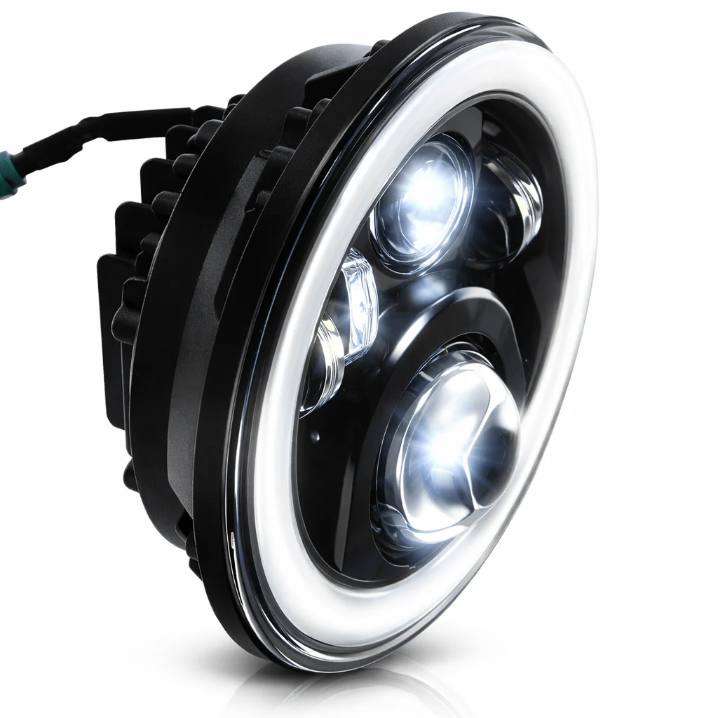 Eagle Lights 7" LED Headlight with LED Halo Ring for Harley-Davidson® and Indian® Motorcycles - Generation II / Black Kit - Image 6