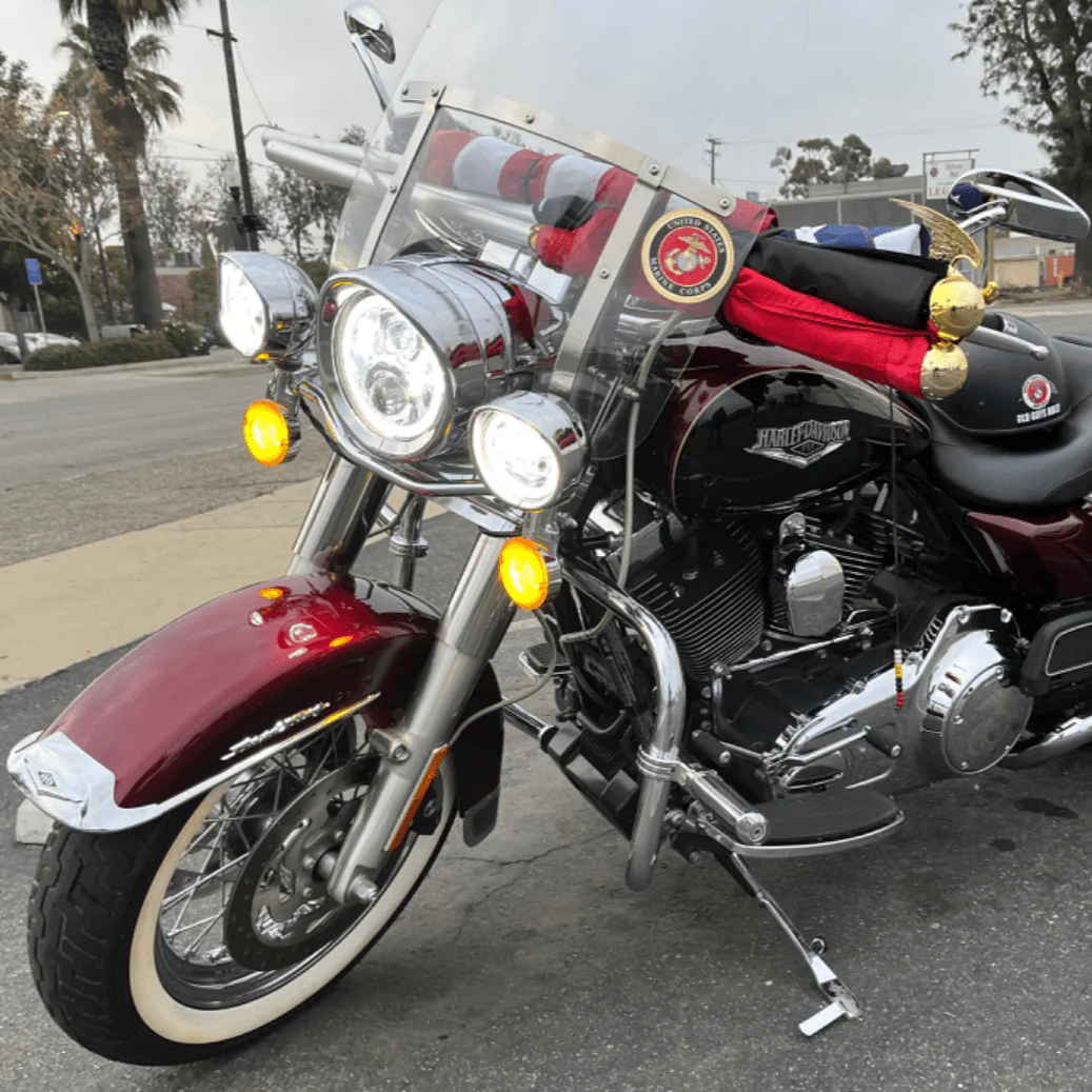 Eagle Lights 7" LED Headlight and 4.5" LED Passing Light Kit with Halo Rings for Harley-Davidson® & Indian® Motorcycles - Generation II / Chrome / Halo Ring - Image 8