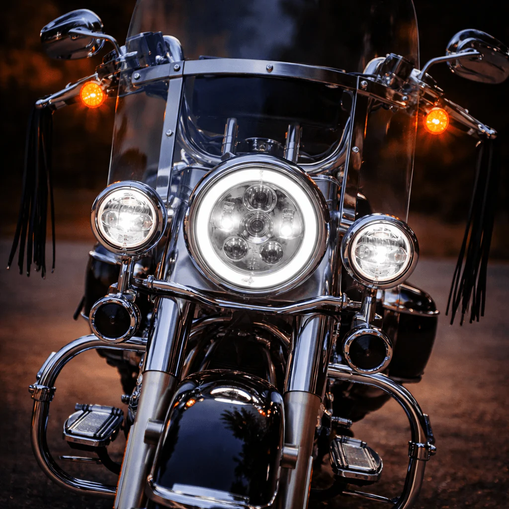Eagle Lights 7" LED Headlight Kit with Halo Ring for Harley-Davidson® and Indian® Motorcycles - Generation III / Chrome - Image 6