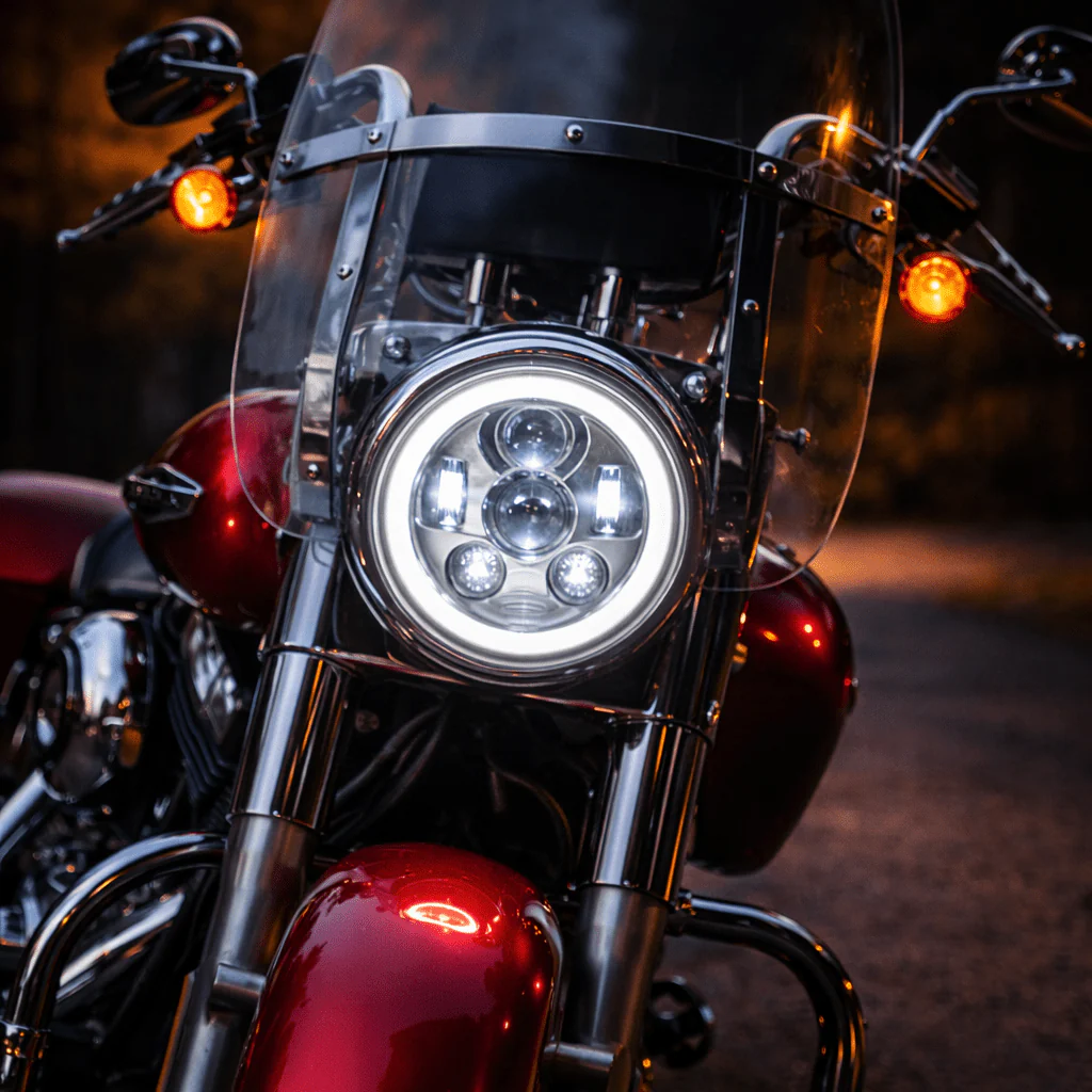 Eagle Lights 7" LED Headlight Kit with Halo Ring for Harley-Davidson® and Indian® Motorcycles - Generation III / Chrome - Image 5