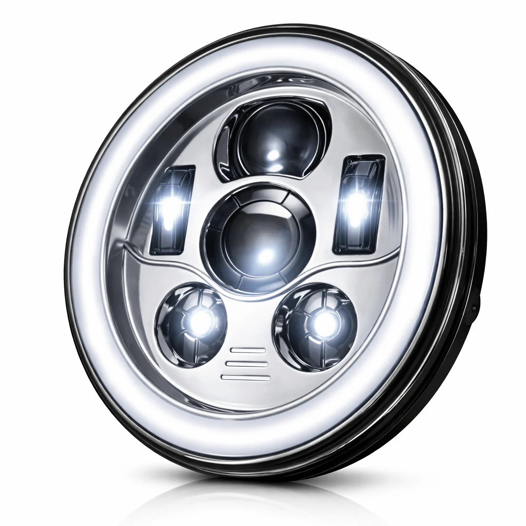 Eagle Lights 7" LED Headlight Kit with Halo Ring for Harley-Davidson® and Indian® Motorcycles - Generation III / Chrome - Image 7