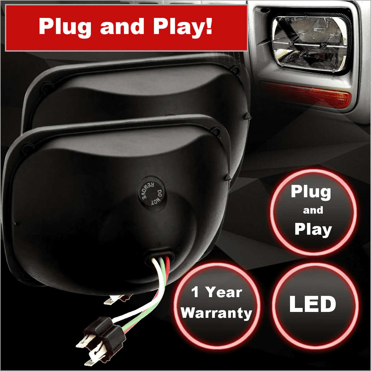 Eagle Lights Complex Reflector 5 x 7 LED Headlight w/ Negative Harness For Toyota Models - Image 5